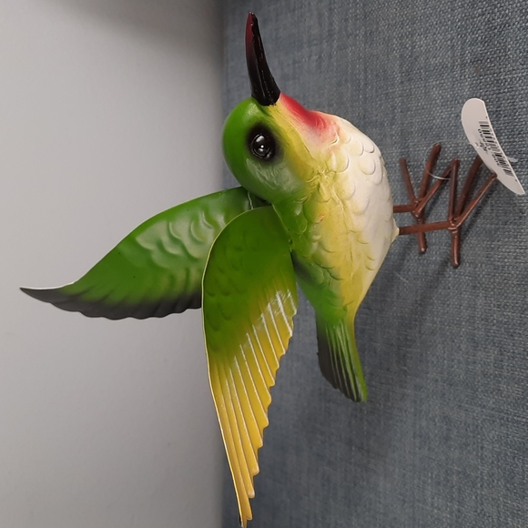 Hummingbird Garden Statue Figue Figurine Indoor Outdoor Painted Resin Metal - Picture 1 of 6